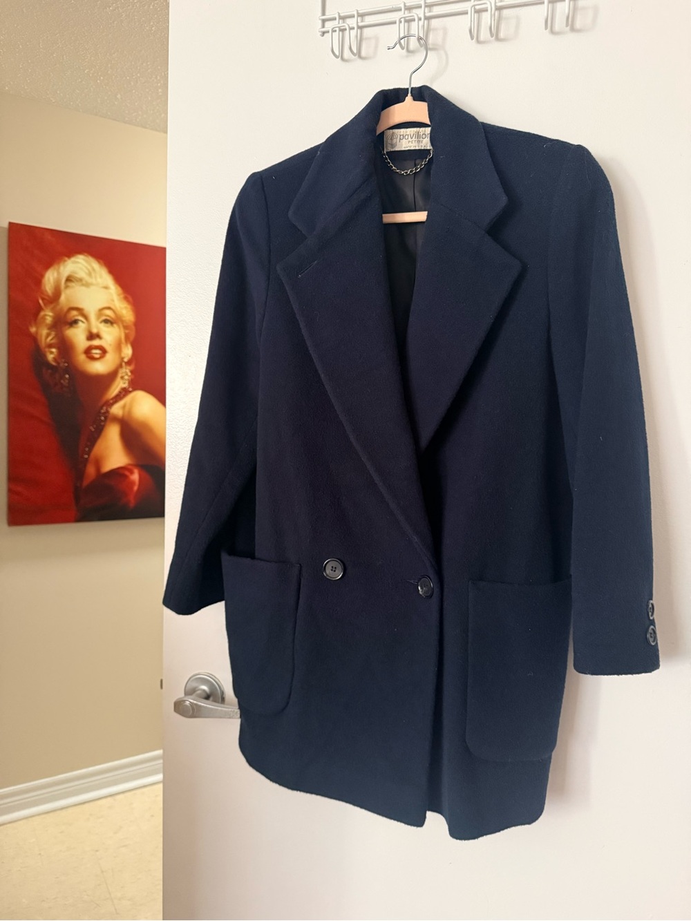 Classic Navy Double-Breasted Wool Blazer Jacket *no size tags